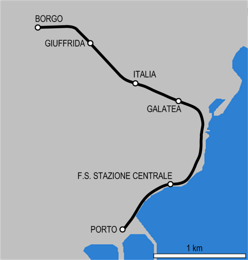 Mappa della metropolitana di Catania Alta risoluzione