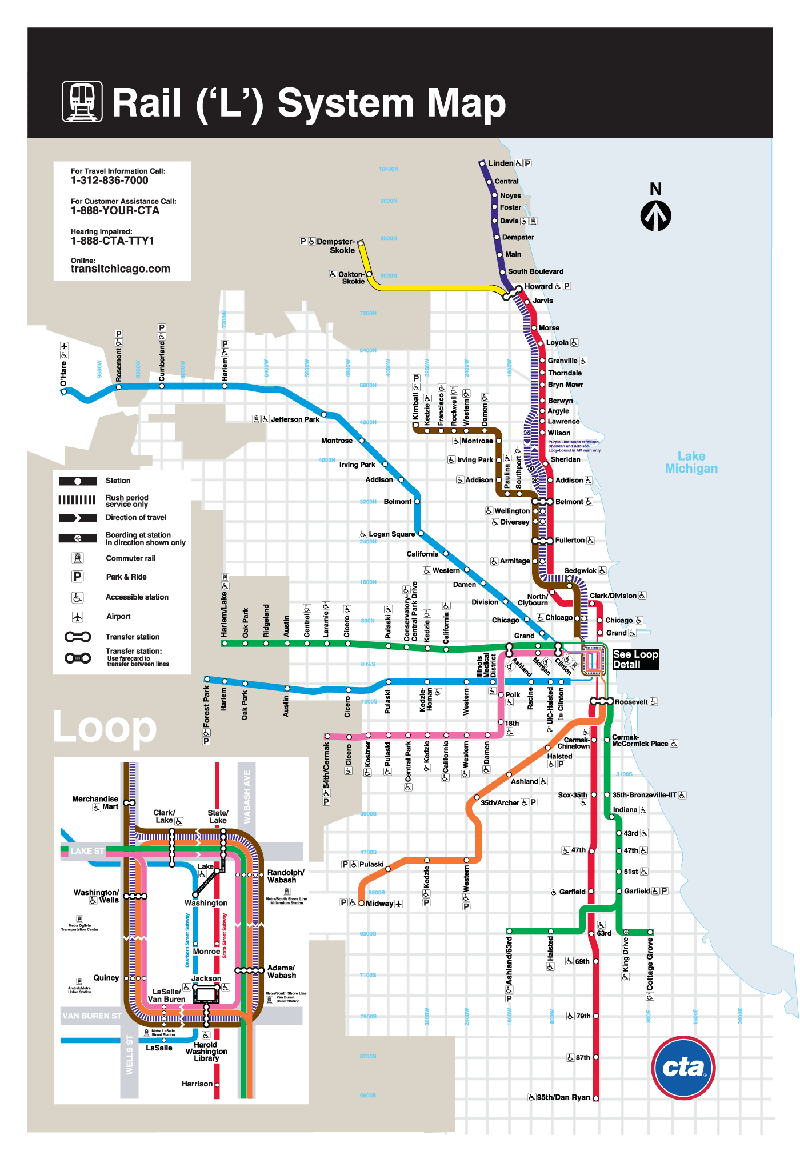 Mappa della metropolitana di Chicago Alta risoluzione