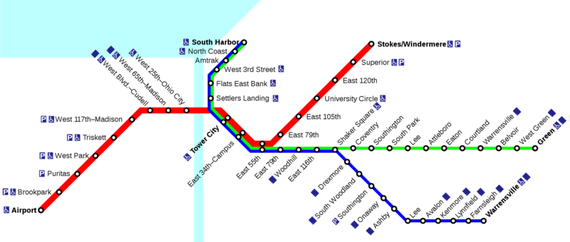 Mapa do metro de Cleveland Alta resolução