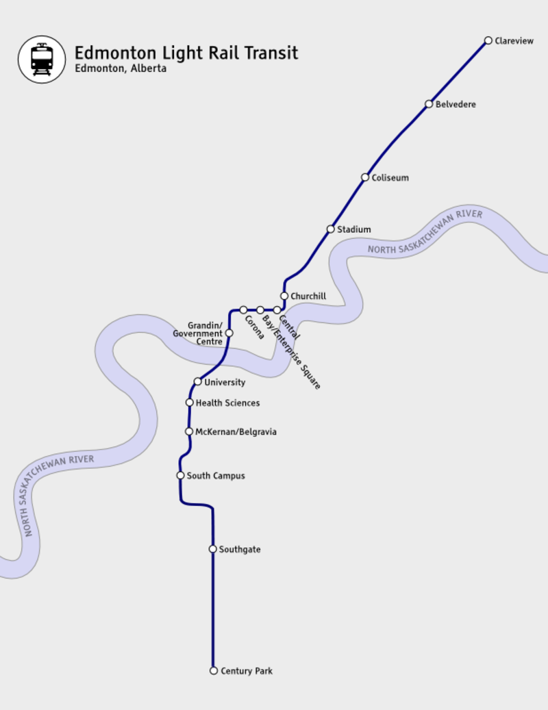 Mapa del metro de Edmonton Gran resolucion