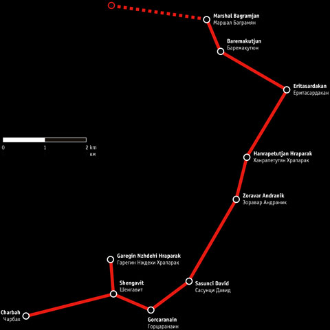 Plan du métro de Erevan grande résolution