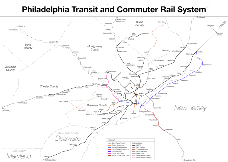 Mapa del metro de Filadelfia Gran resolucion