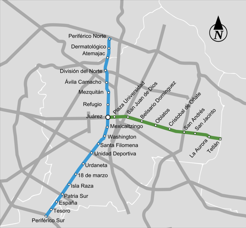 Mapa del metro de Guadalajara, Mexico