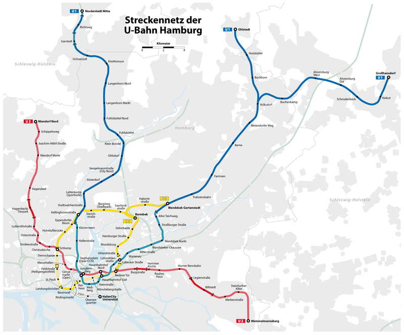 Mapa do metro de Hamburg Alta resolução