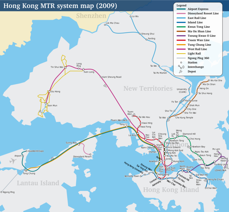 Mappa della metropolitana di Hong Kong Alta risoluzione