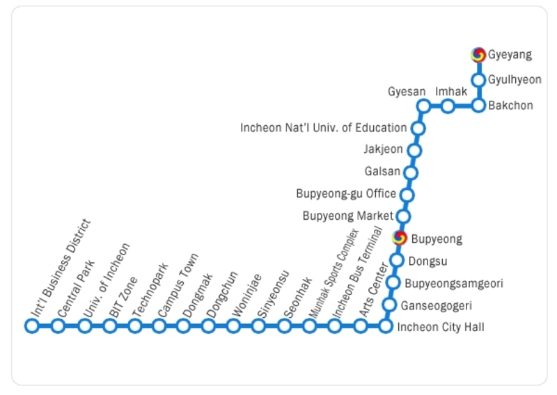 Mappa della metropolitana di Incheon Alta risoluzione