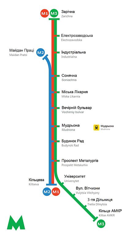 Plan du métro de Kryvyï Rih grande résolution