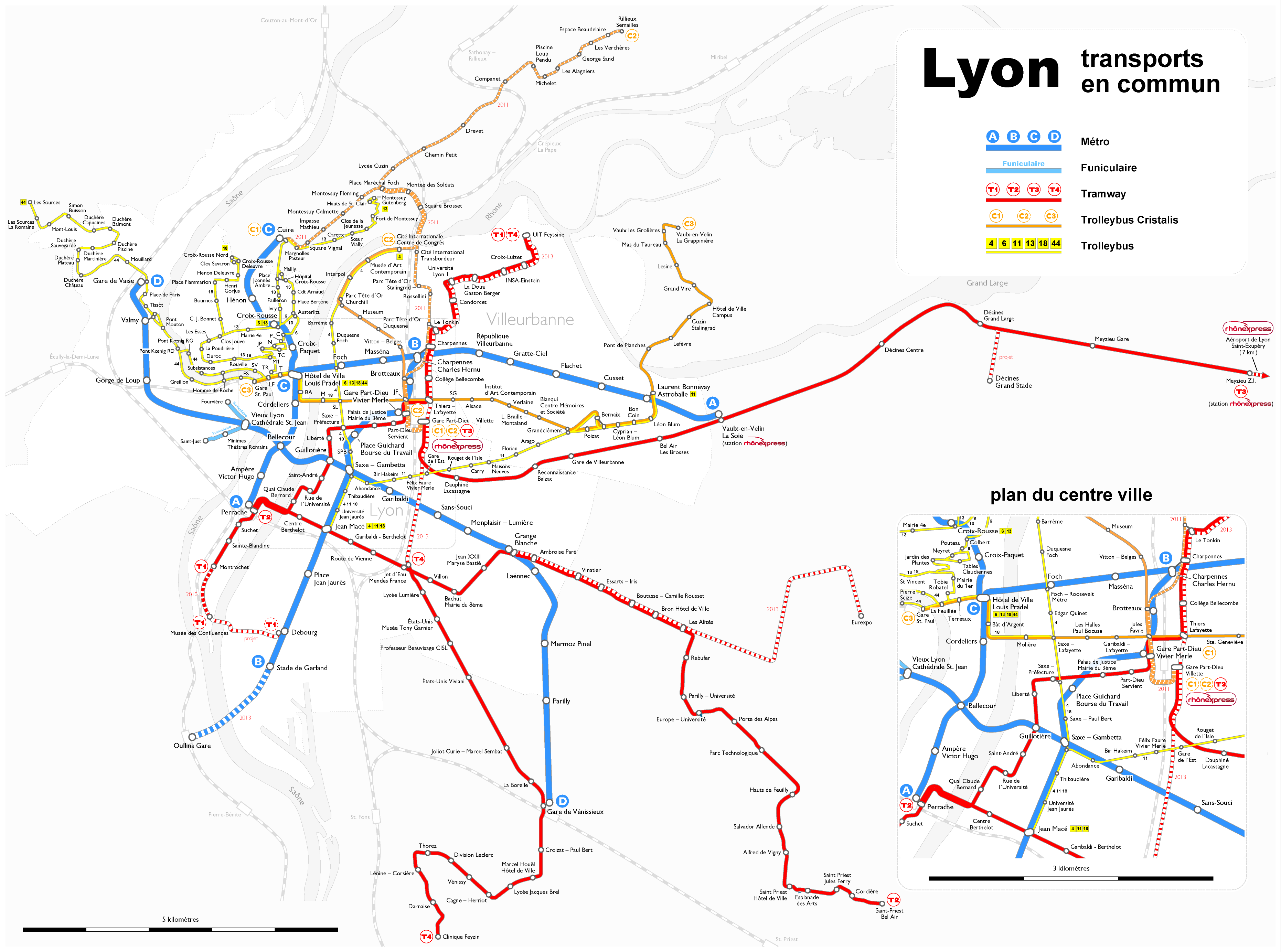 Lyon metro map, France