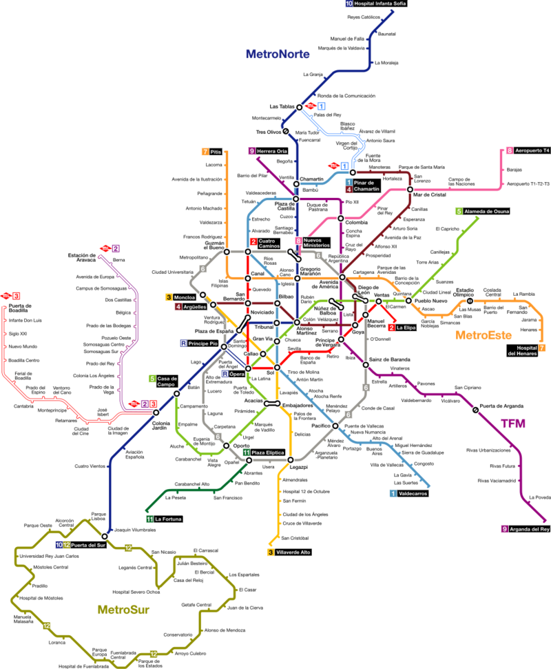 Madrid Metro Map Spain