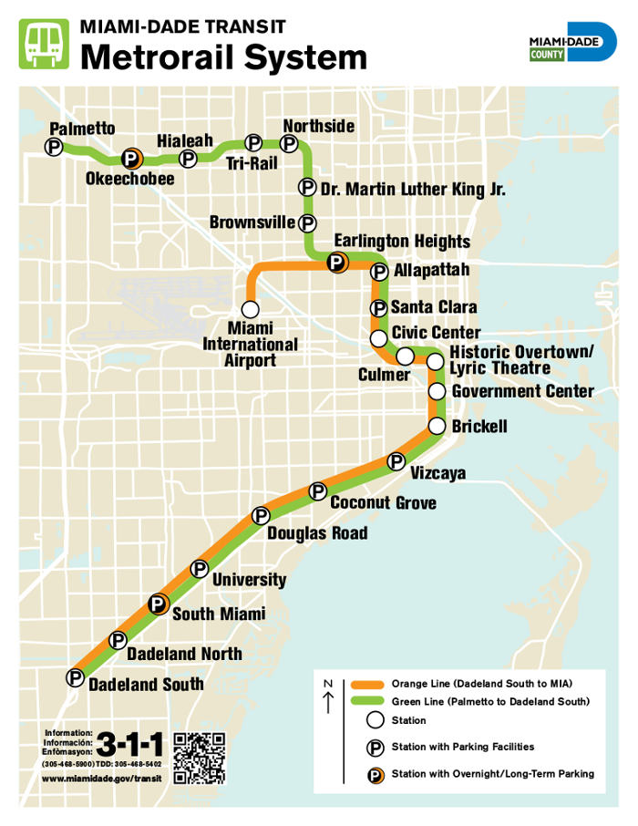 metrorail : miami u-bahn-karte , vereinigte staaten