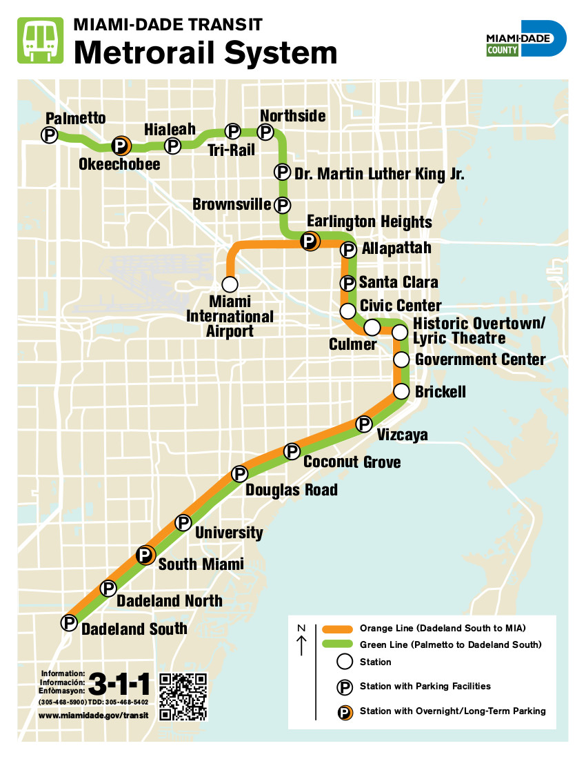 metro rail miami map Metrorail Miami Metro Map United States metro rail miami map