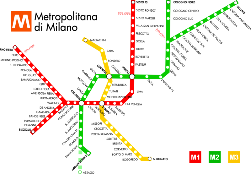Mappa della metropolitana di Milano Alta risoluzione