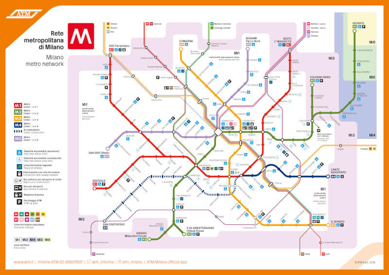 Metro map of Milan Full resolution