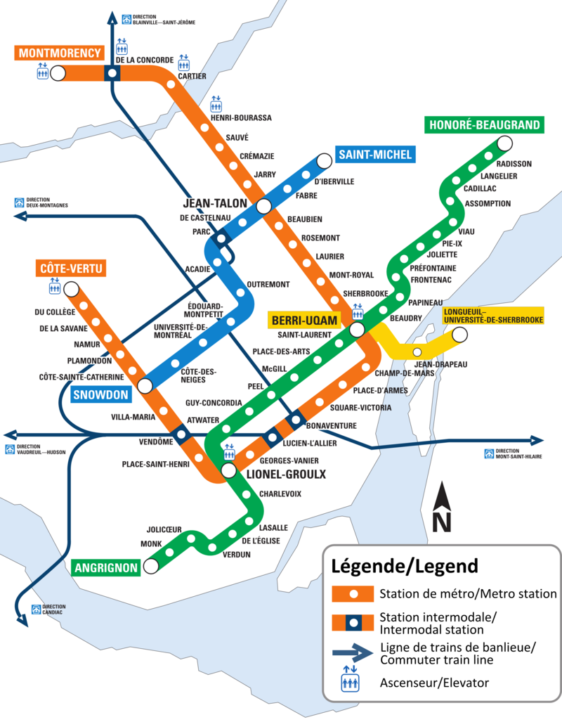 Mappa della metropolitana di Montreal Alta risoluzione