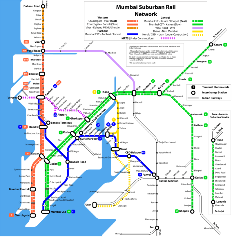 Mumbai Local Train Map Latest Suburban-Railway: Mumbai Metro Map, India