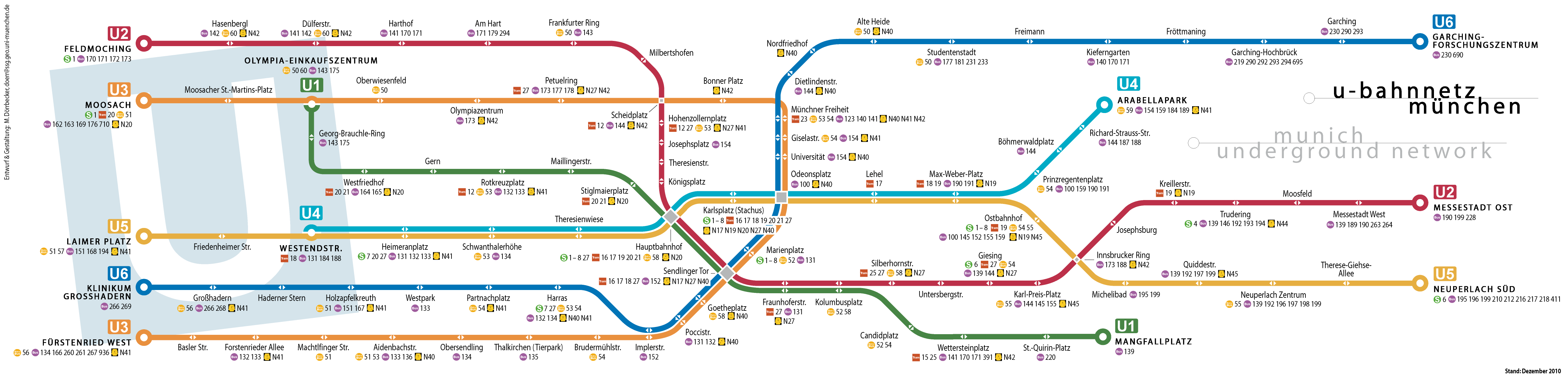 U-Bahn: Munich metro map, Germany