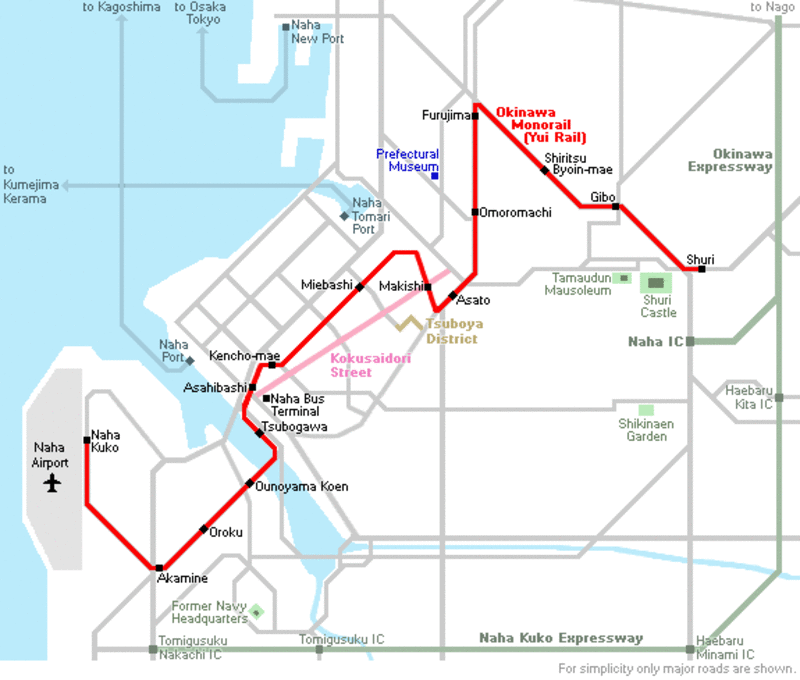 Mappa della metropolitana di Naha Alta risoluzione