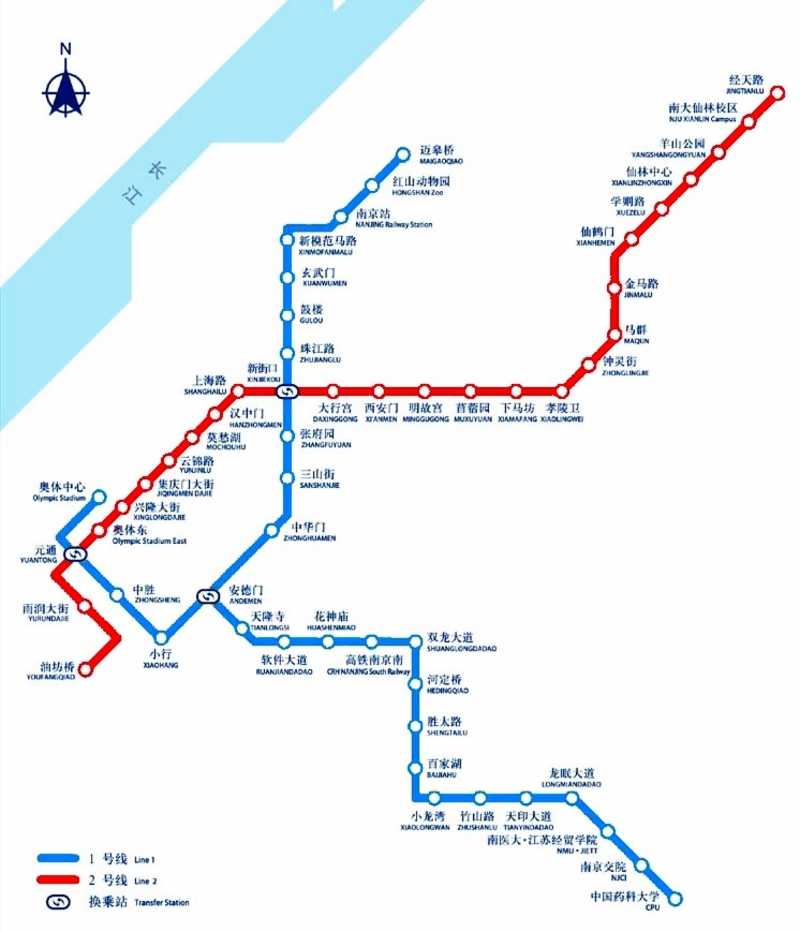 Mappa della metropolitana di Nanjing Alta risoluzione