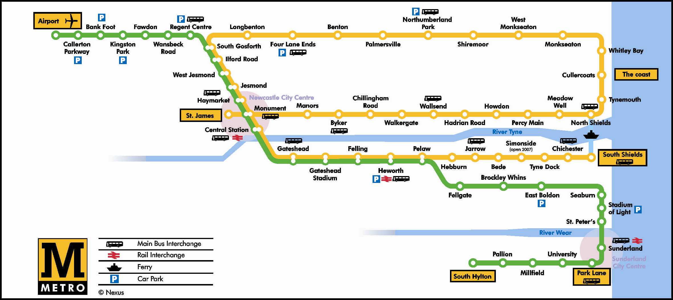 Tyne And Wear Metro Map Newcastle Metro Map, England