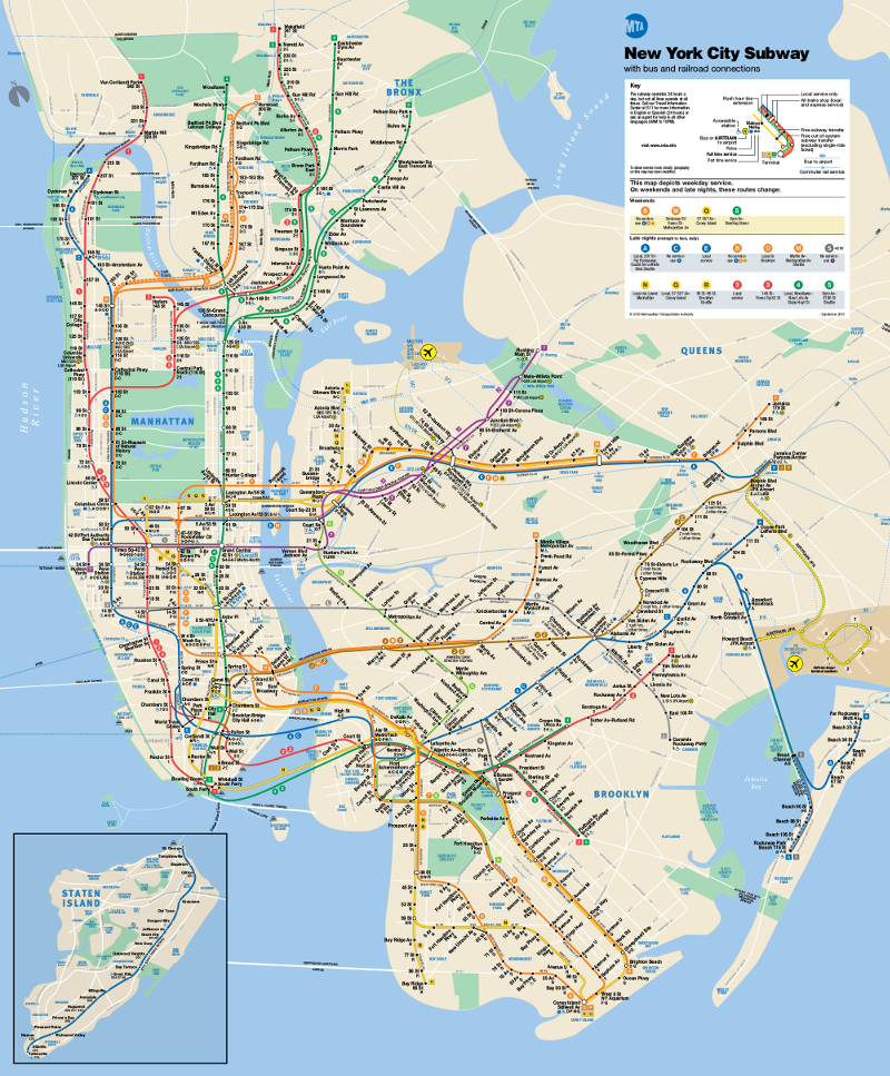 Metro map of New York City Full resolution