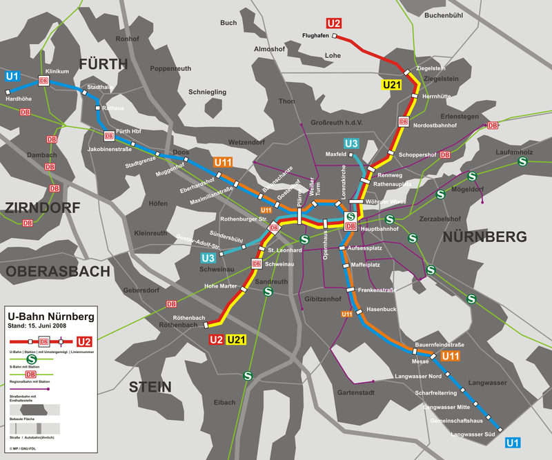 Mapa do metro de Nuremberg Alta resolução