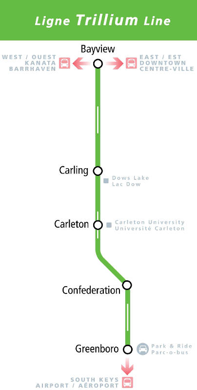 Mappa della metropolitana di Ottawa Alta risoluzione