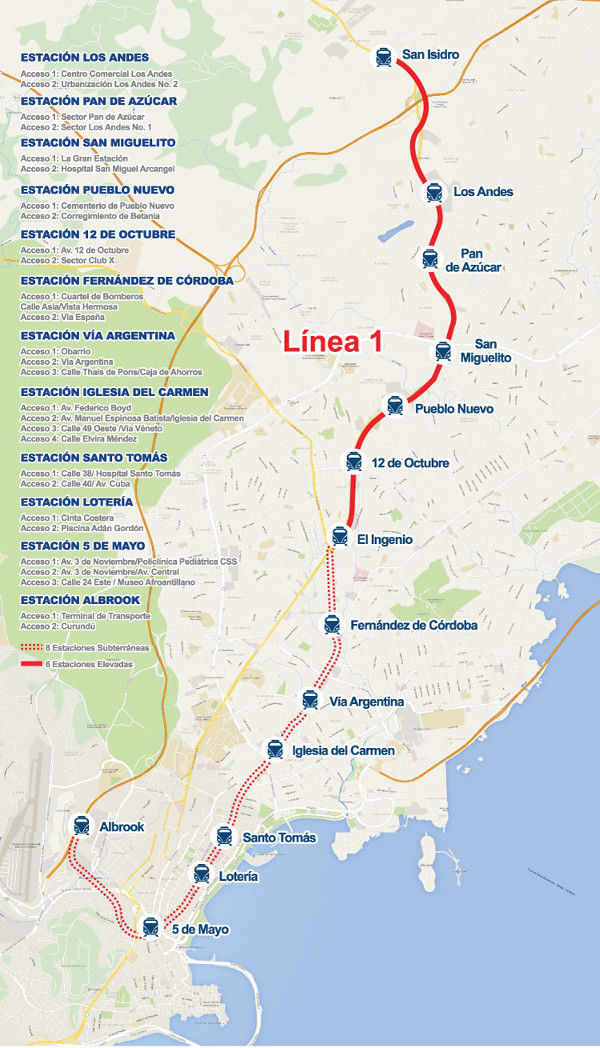 Mapa do metro de Panama Alta resolução