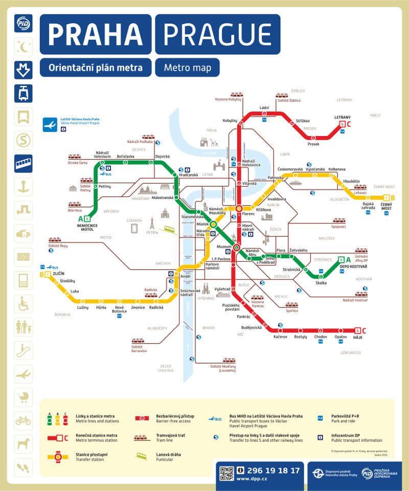 Mappa della metropolitana di Praga Alta risoluzione