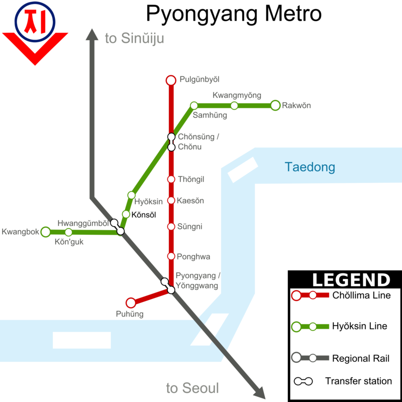 U-Bahn karte Pjöngjang voller Auflösung