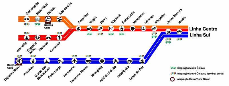 Mappa della metropolitana di Recife Alta risoluzione