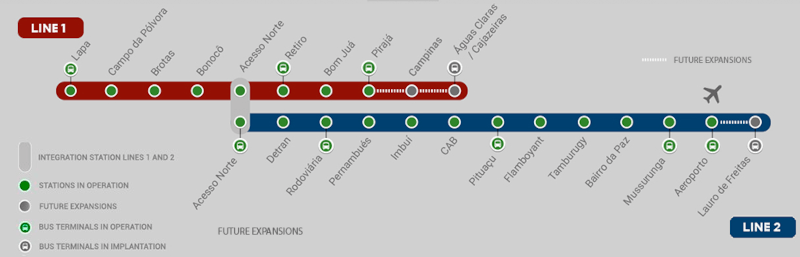 Mapa do metro de Salvador Alta resolução