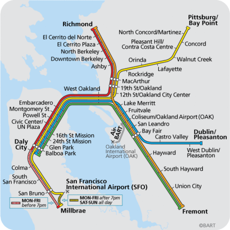 Mappa della metropolitana di San Francisco Alta risoluzione