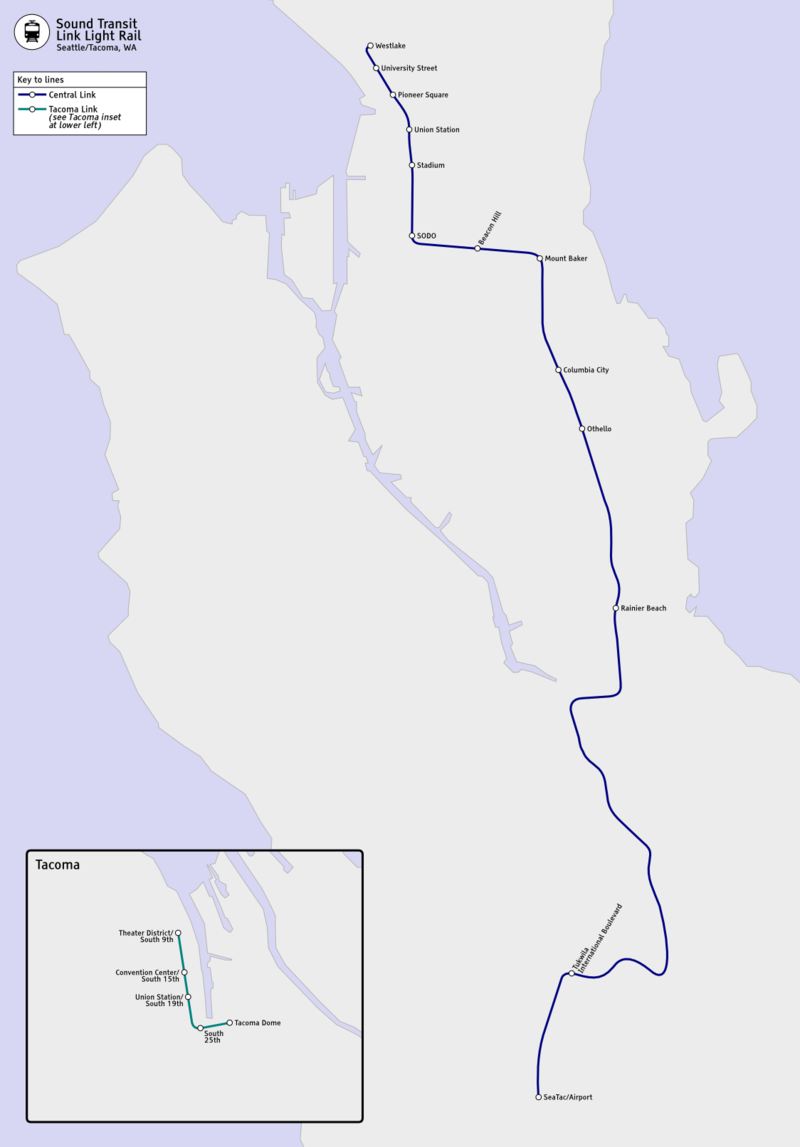 Mapa do metro de Seattle Alta resolução