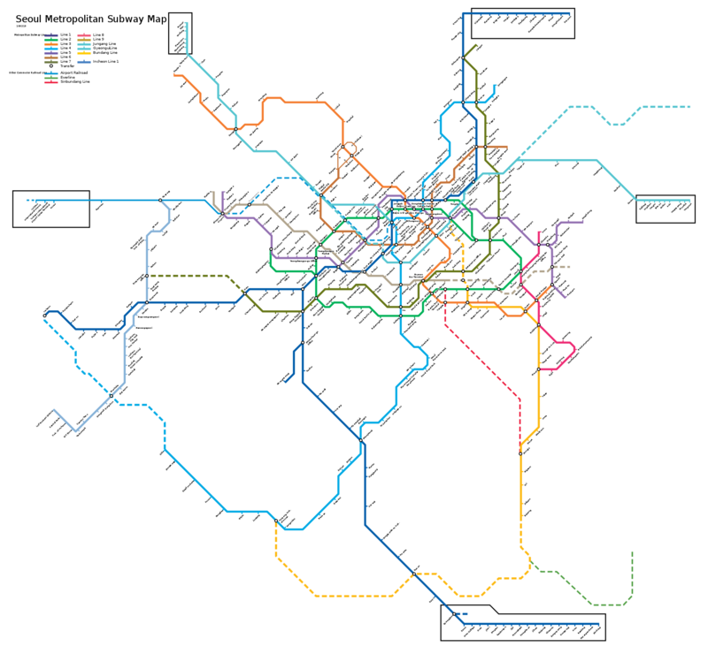 Mappa della metropolitana di Seoul Alta risoluzione