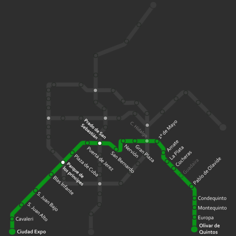 Mappa della metropolitana di Sevilla Alta risoluzione
