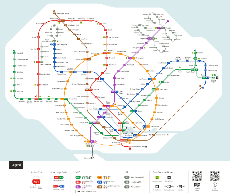 Mapa do metro de Singapura Alta resolução