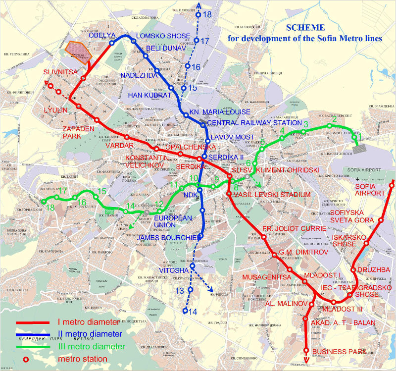 Plan du métro de Sofia grande résolution