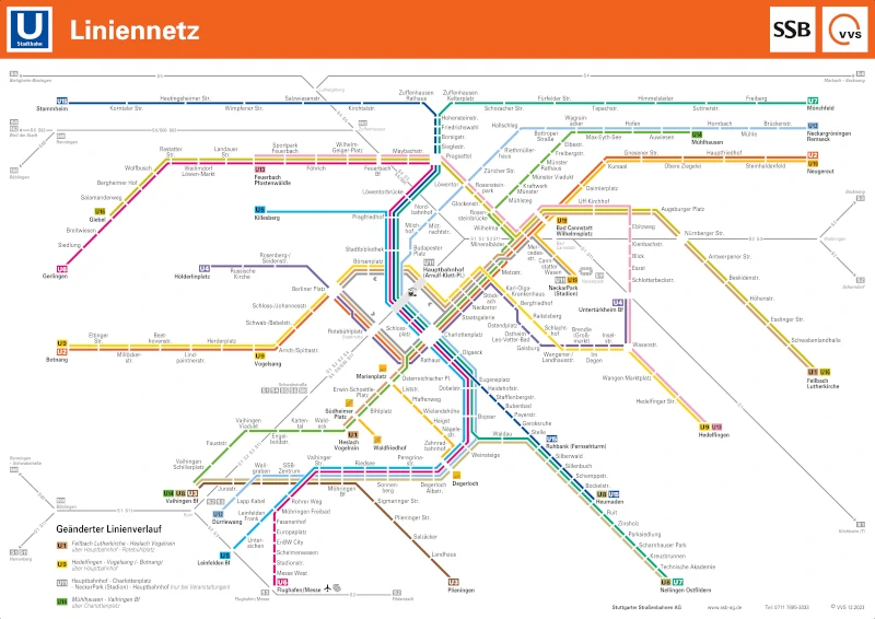 Plan du métro de Stuttgart grande résolution