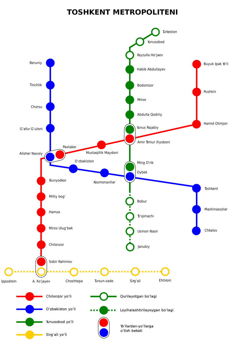 Mappa della metropolitana di Tashkent Alta risoluzione