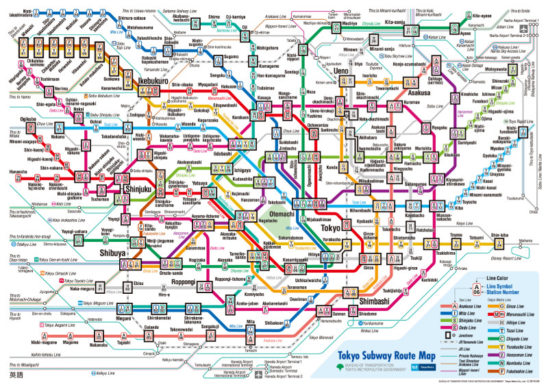 Tokyo metro map, Japan