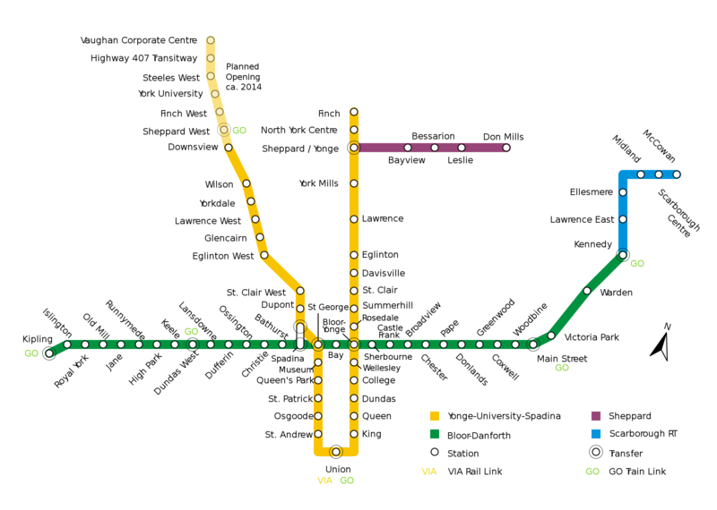 Mappa della metropolitana di Toronto Alta risoluzione