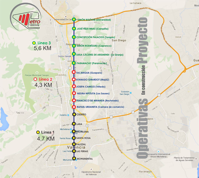 Mappa della metropolitana di Valencia-ve Alta risoluzione