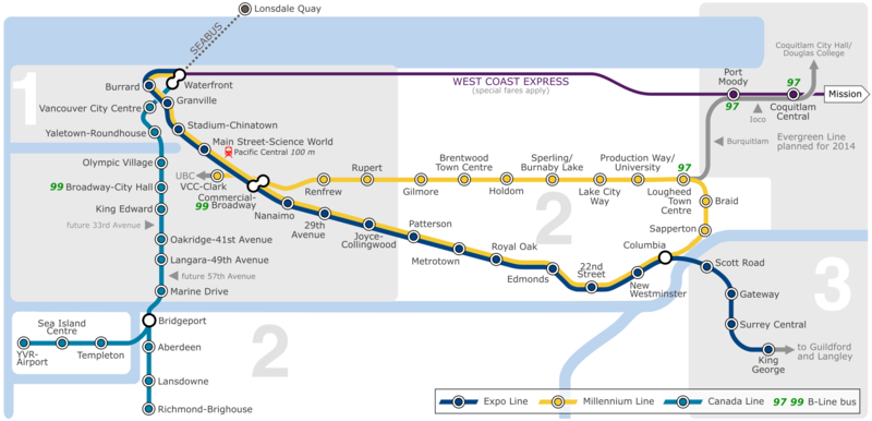 U-Bahn karte Vancouver voller Auflösung