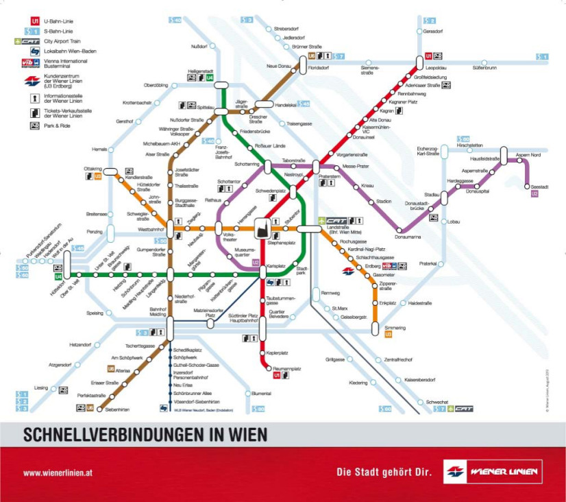 Mappa della metropolitana di Vienna Alta risoluzione