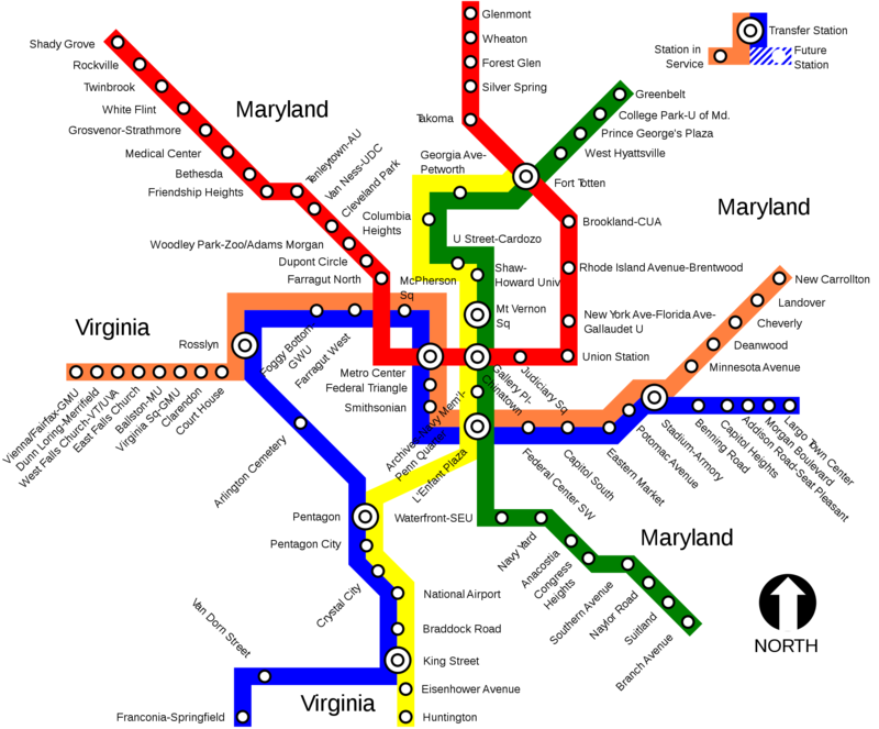 Mapa do metro de Washington Alta resolução