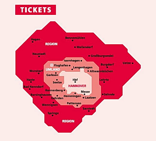 Hannover s-bahn mapa de zonas