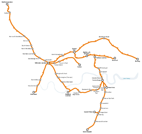 Map of Line Overground, London Underground