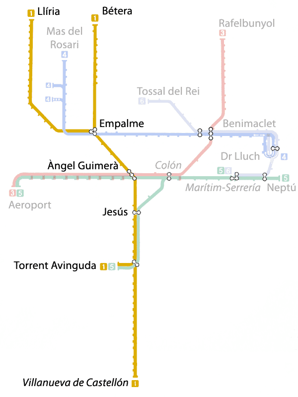 MetroValencia Line 1 Map