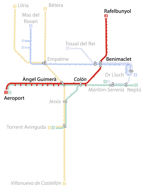 Metro Valencia Linie 3 karte