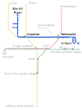 Metro Valencia Linie 4 karte